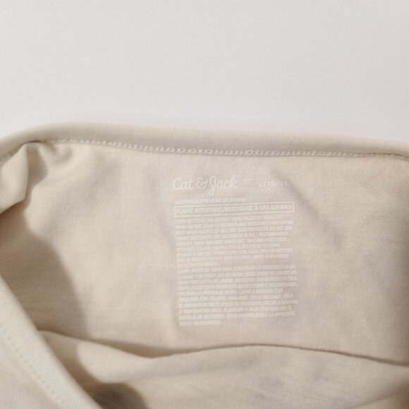 Cat & Jack L 10/12 Girls Beige T-Shirt With Black Smiley Flowers Print - Picture 5 of 7